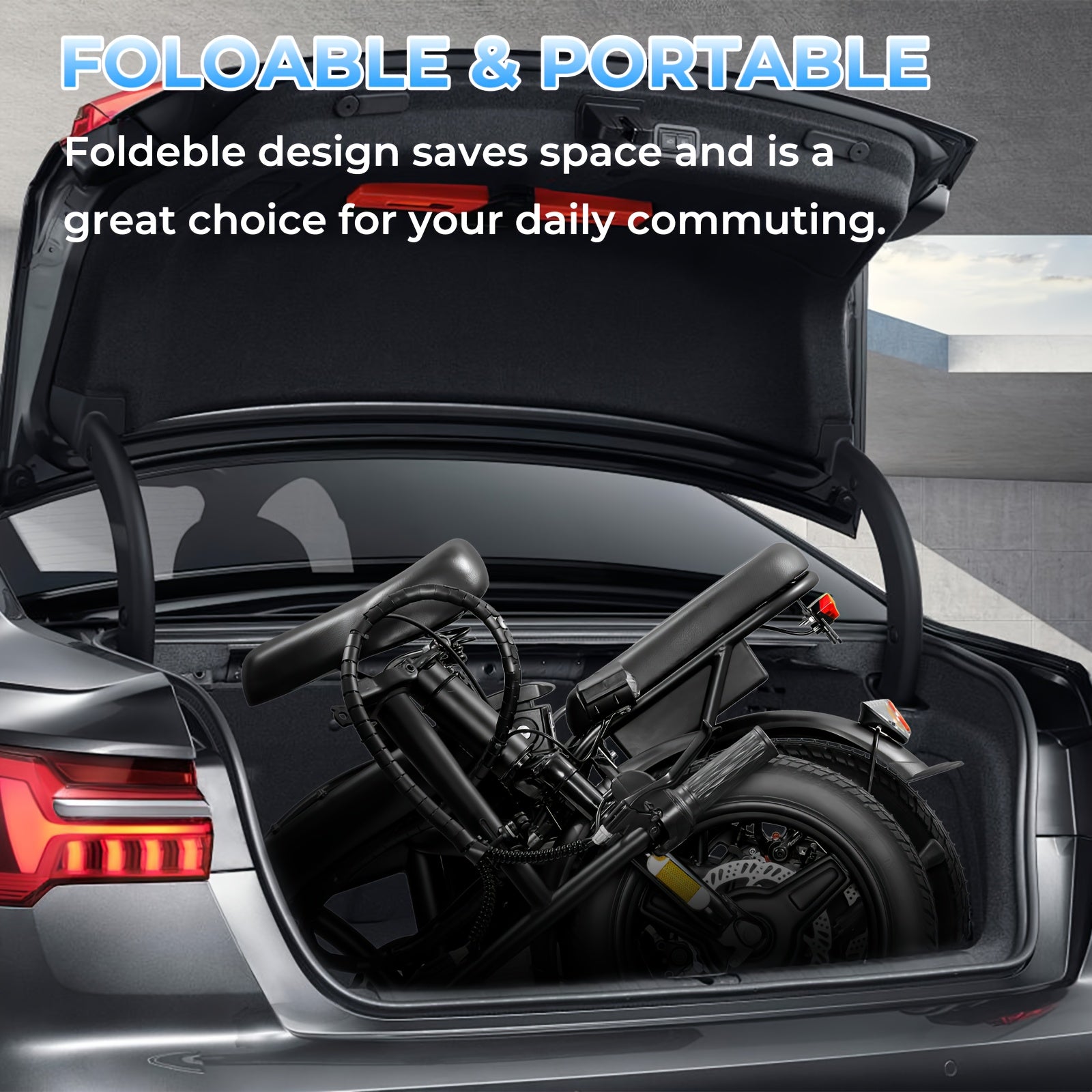High-Performance Adult Electric Bicycle, Portable Design with a Foldable Feature, Equipped with a 500W Motor And a 48V 10Ah Battery, Reaching Speeds of 19.9 Miles Per Hour, Dual Disc Brakes, And a 14-Inch Electric Bike with Pedals