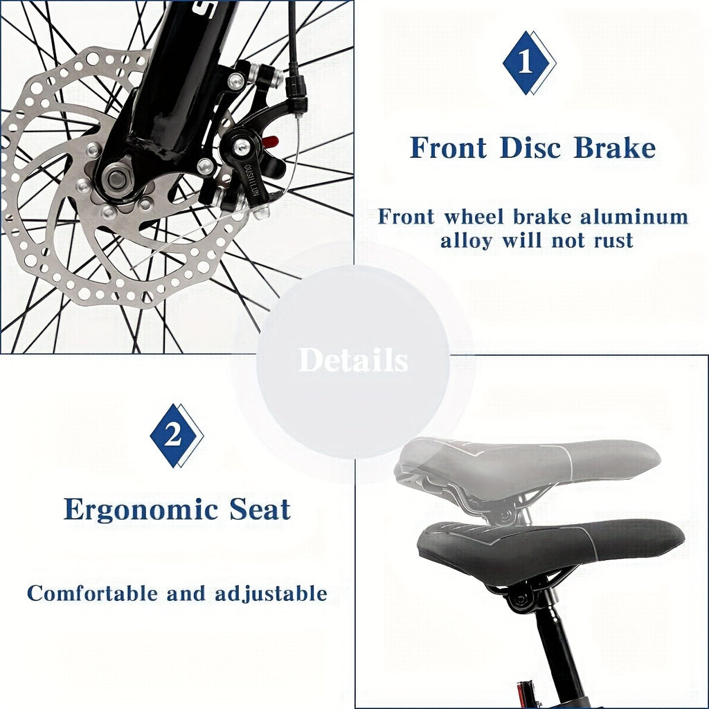 26-Inch Wheeled Fat Tire Mountain Bike Featuring a 21-Speed System, Constructed with a High Carbon Steel Frame, Equipped with Double Disc Brakes And Front Suspension for Enhanced Grip