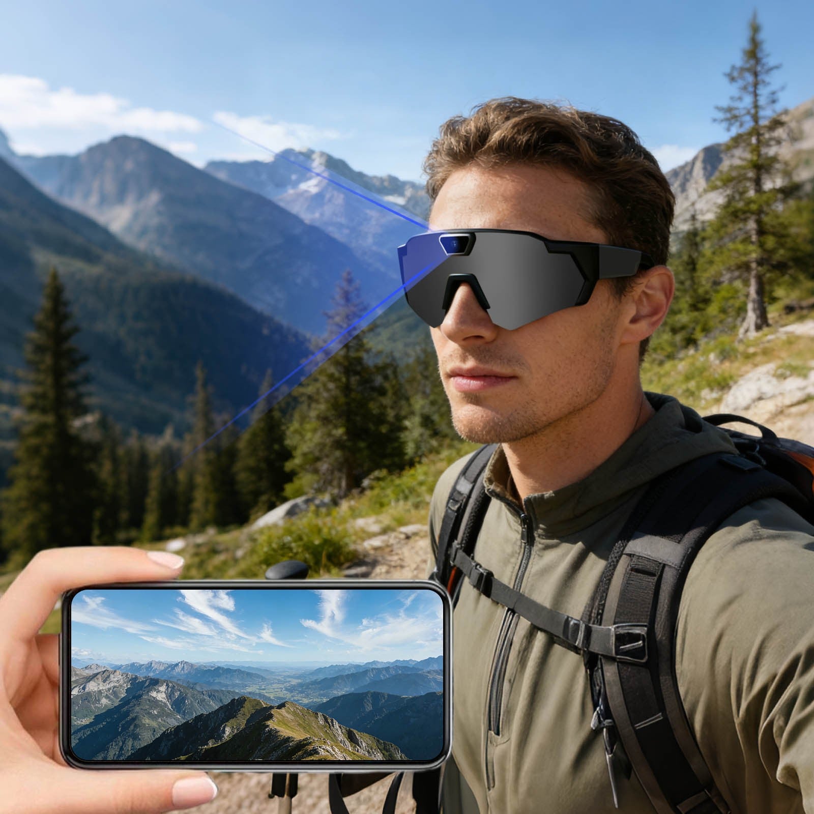 Smart Sports Glasses with & Hands-Free Recording\u002FPhotography - Non-Prescription Video Eyewear Suitable for, Vlogging,,, Smartphone