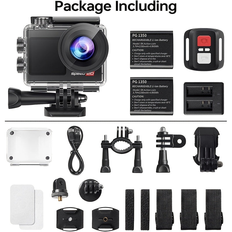 Speed 20 Action  4K 60FPS Underwater ,  Underwater 131ft, with Stabilization Wireless Remote, 5X Zoom, 170° Wide Angle