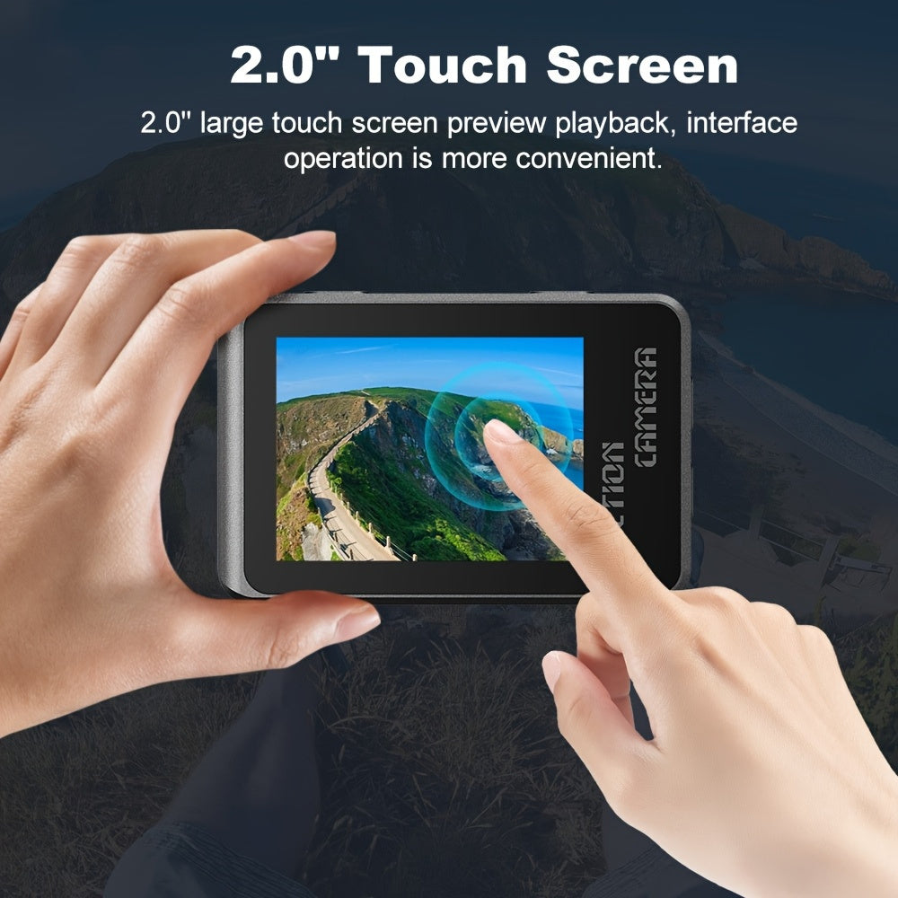 6K Action Camera OURLIFE 6K Sports Action Camera | Dual Touch Screens, 6-Axis Gyro Stabilization, 170° Wide Angle, Removable Control, 32GB Card & Accessories - Perfect for Travel, Vlogging, Recording - Ideal Christmas\u002FBirthday Gift (Black)