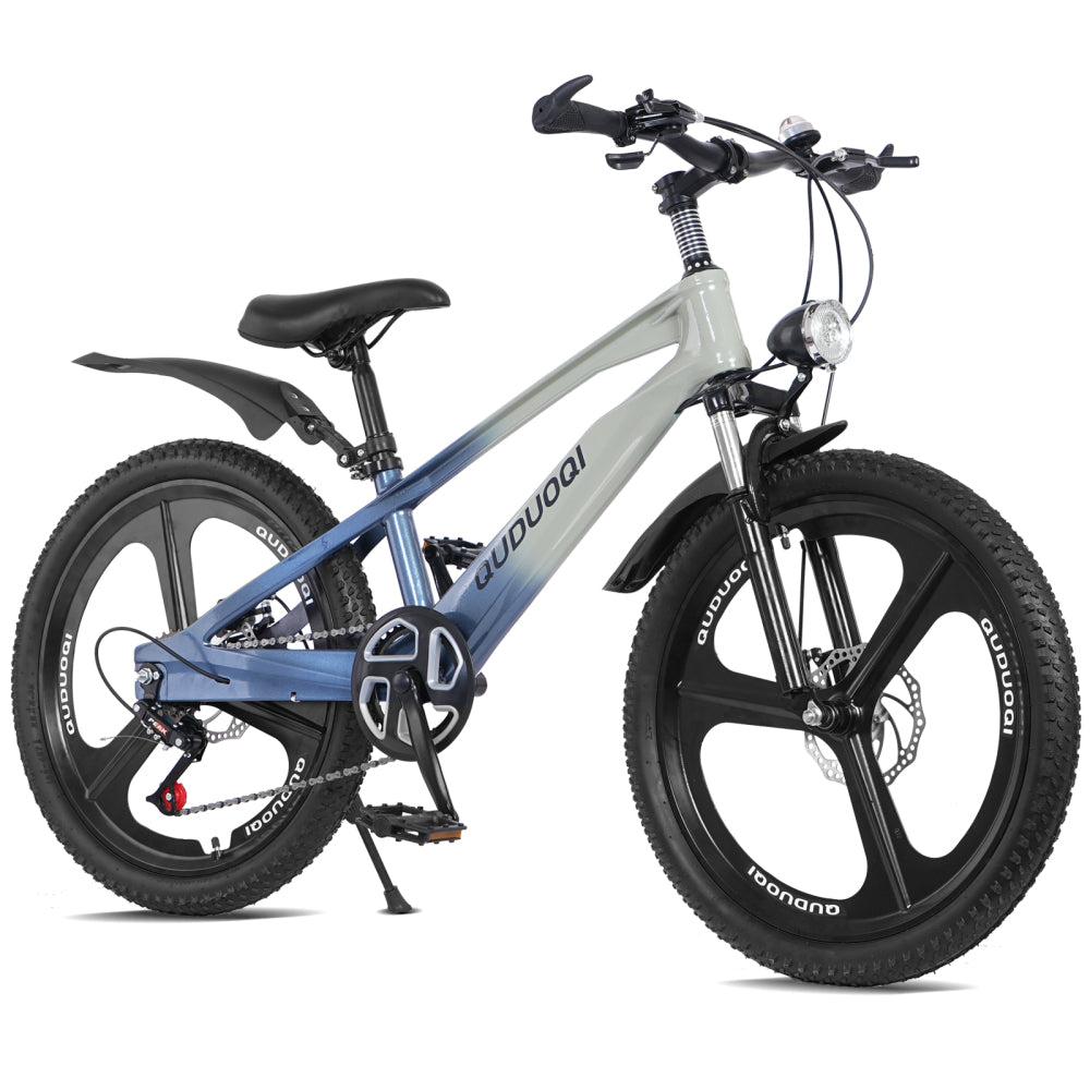 FKZNPJ 20-Inch Mountain Bicycle, 7-Speed Youth Bike Featuring a Magnesium Alloy Frame And One-Piece Wheels, Lightweight Bicycle for Boys And Girls