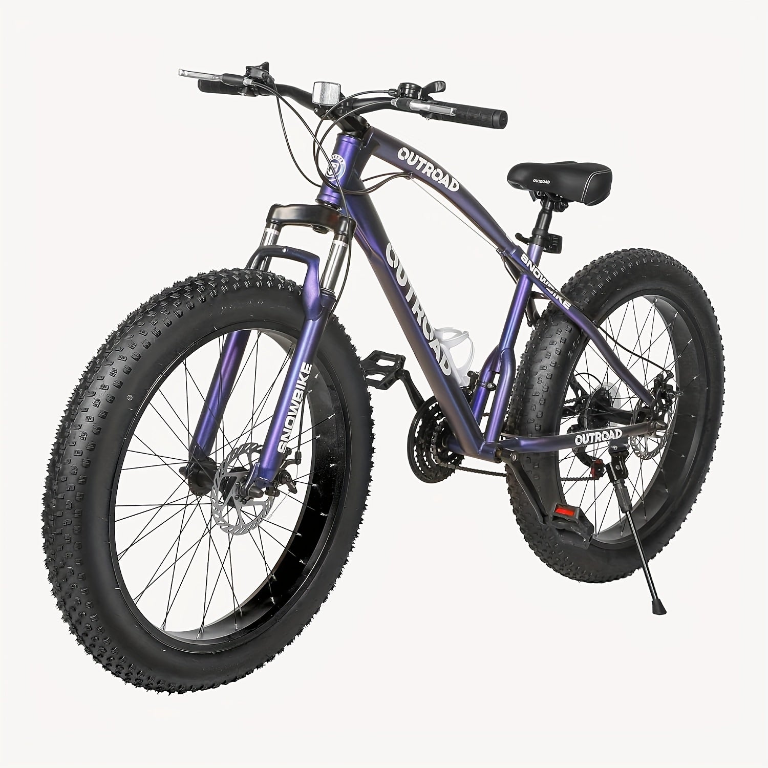 26-Inch Wheeled Fat Tire Mountain Bike Featuring a 21-Speed System, Constructed with a High Carbon Steel Frame, Equipped with Double Disc Brakes And Front Suspension for Enhanced Grip