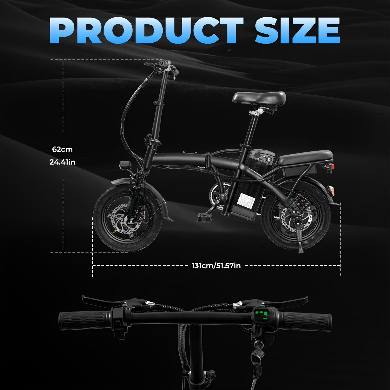 High-Performance Adult Electric Bicycle, Portable Design with a Foldable Feature, Equipped with a 500W Motor And a 48V 10Ah Battery, Reaching Speeds of 19.9 Miles Per Hour, Dual Disc Brakes, And a 14-Inch Electric Bike with Pedals