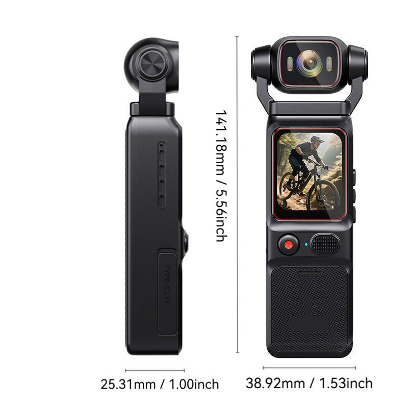 Portable HD Action Camera Extended Battery Life Vlogging Camera 180° Rotatable Lens Gyro Stabilizer Anti-Shake Ultimate Hand Feel Slow Motion Loop Recording