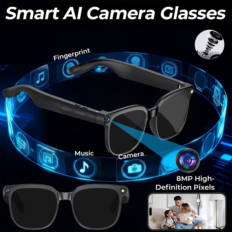 AI Smart Glasses 2026 | New Smart Wireless AI Glasses with Photo Camera Recording, Wireless Music, Real-time Translation, Object Recognition, Ear Audio, Ultra-light Design, Strong Outdoor Cycling Work Travel Business Scene Super Long Endurance