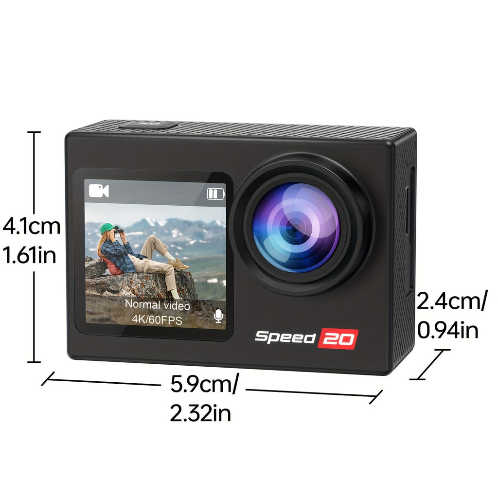 Speed 20 Action  4K 60FPS Underwater ,  Underwater 131ft, with Stabilization Wireless Remote, 5X Zoom, 170° Wide Angle