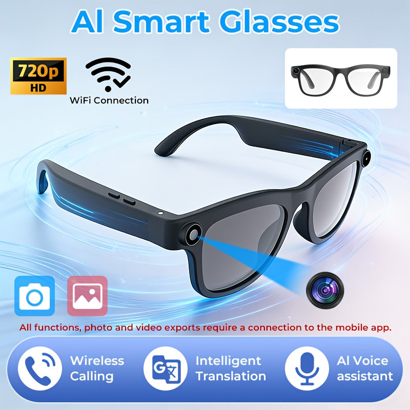 AI Smart Glasses 2026 | New Smart Wireless AI Glasses with Photo Camera Recording, Wireless Music, Real-time Translation, Object Recognition, Ear Audio, Ultra-light Design, Strong Outdoor Cycling Work Travel Business Scene Super Long Endurance