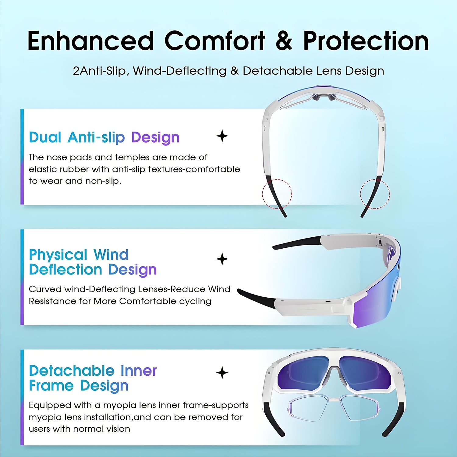 Smart Glasses Equipped with an AI Sports Camera Featuring EIS And Gyroscopic Stabilization, Polarized Lenses for Cycling, Dual Microphones for Noise Reduction, 4GB of RAM, AI Glasses Powered by Chatgpt