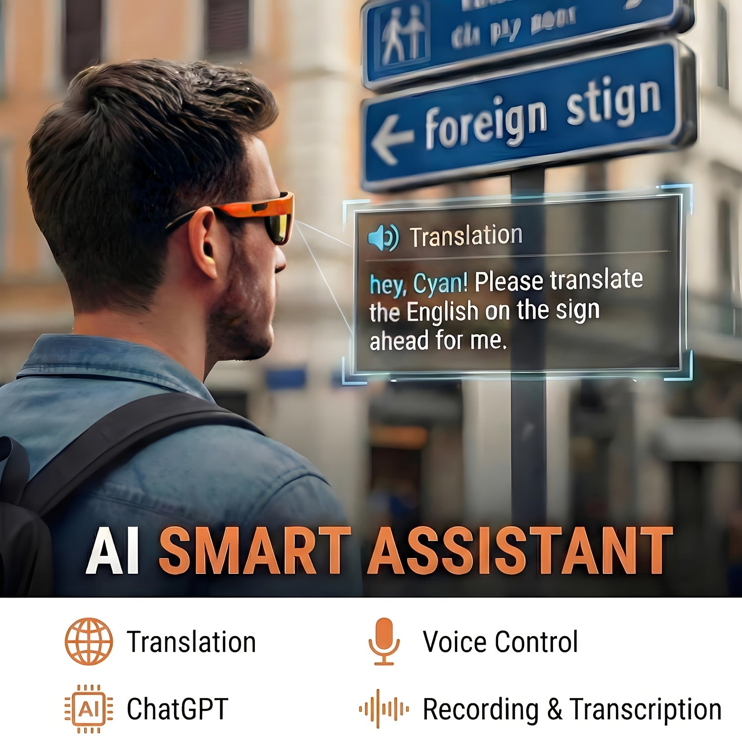 Smart Glasses Equipped with an AI Sports Camera Featuring EIS And Gyroscopic Stabilization, Polarized Lenses for Cycling, Dual Microphones for Noise Reduction, 4GB of RAM, AI Glasses Powered by Chatgpt