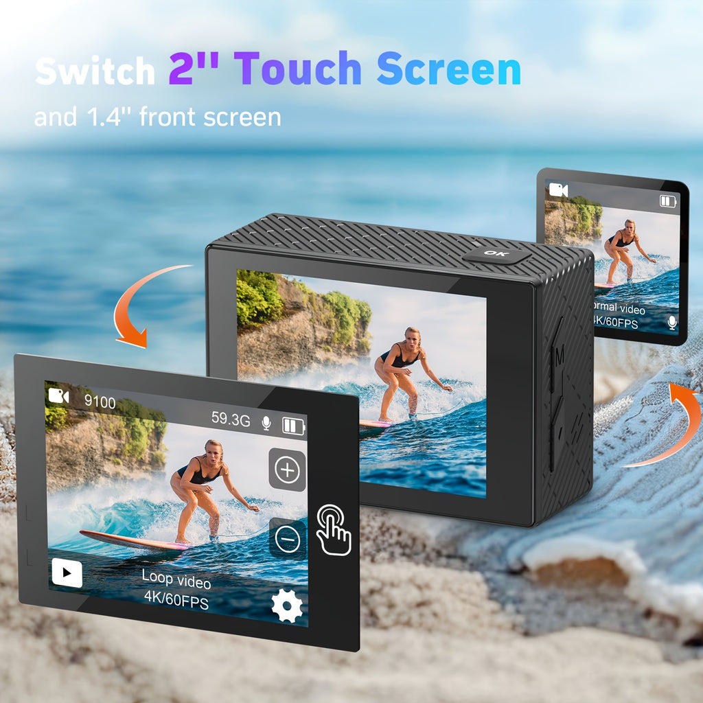 Speed 20 Action  4K 60FPS Underwater ,  Underwater 131ft, with Stabilization Wireless Remote, 5X Zoom, 170° Wide Angle