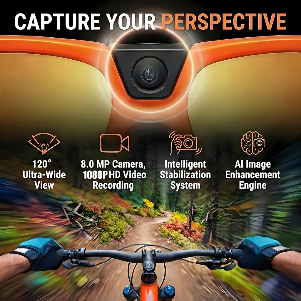 Smart Glasses Equipped with an AI Sports Camera Featuring EIS And Gyroscopic Stabilization, Polarized Lenses for Cycling, Dual Microphones for Noise Reduction, 4GB of RAM, AI Glasses Powered by Chatgpt