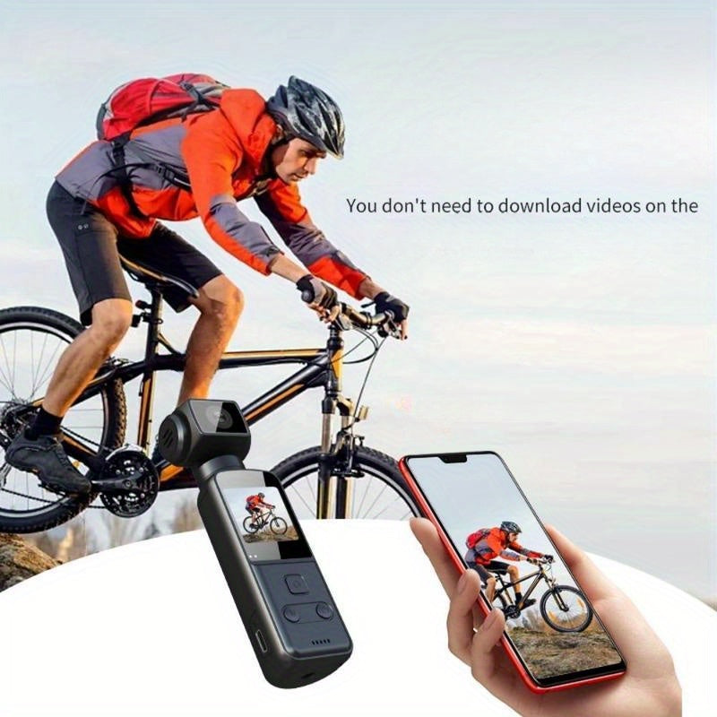 1pc 4K Action Camera, Camcorder, Live Camera, Pocket Camera 270 Degree Rotary Lens Portable Outdoor Cycling HD USB Rechargeable 270 Degree Rotary Camera, 1.33 \