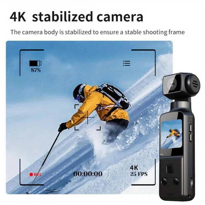 1pc 4K Action Camera, Camcorder, Live Camera, Pocket Camera 270 Degree Rotary Lens Portable Outdoor Cycling HD USB Rechargeable 270 Degree Rotary Camera, 1.33 \