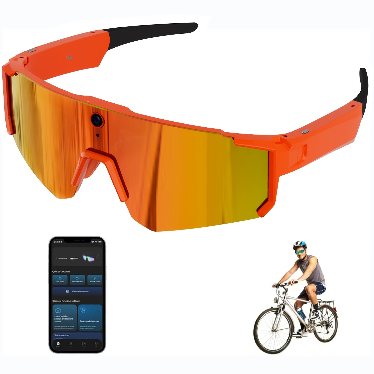 1 Camera Glasses for Men and Women | 8MP HD POV Photo\u002FVideo Recording with BT5.4, Built-in Storage, AI Smart Glasses for Sports, Baseball, |, TAC Lenses, TR Frame, Polarizer, Magnetic Charging
