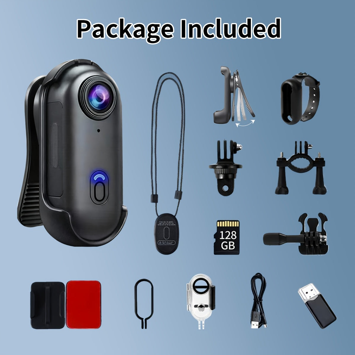 Mini WIFI Action Camera in 1080P\u002F4K UHD with 32&128GB Storage Options, Designed for Portability. This Wearable Video Recorder Comes with a Magnetic Lanyard, Helmet Mount, And Is Suitable for Biking, Motorcycling, Pet Activities, And Vlogging