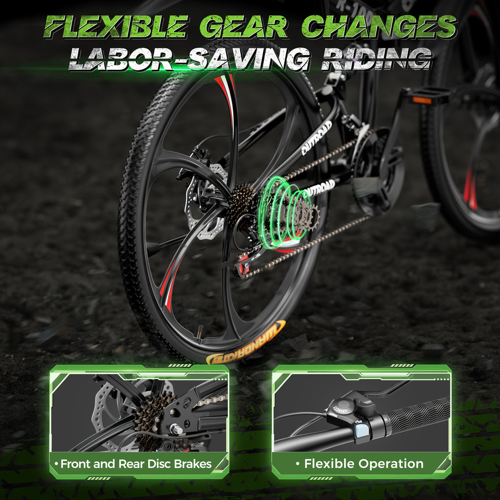 26 Inch Adult Folding Bikes\u002FMountain Bikes, 21 Speeds Mountain Bicycles with Full Suspension, Dual Disc Brake, High Carbon Steel Frame, Foldable Bike for Men\u002FWomen\u002FTeen (Black&Orange)