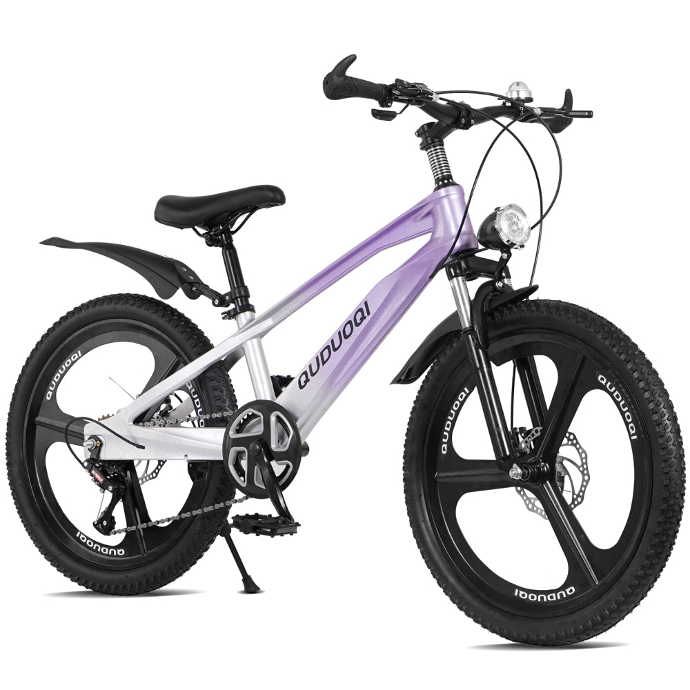 FKZNPJ 20-Inch Mountain Bicycle, 7-Speed Youth Bike Featuring a Magnesium Alloy Frame And One-Piece Wheels, Lightweight Bicycle for Boys And Girls