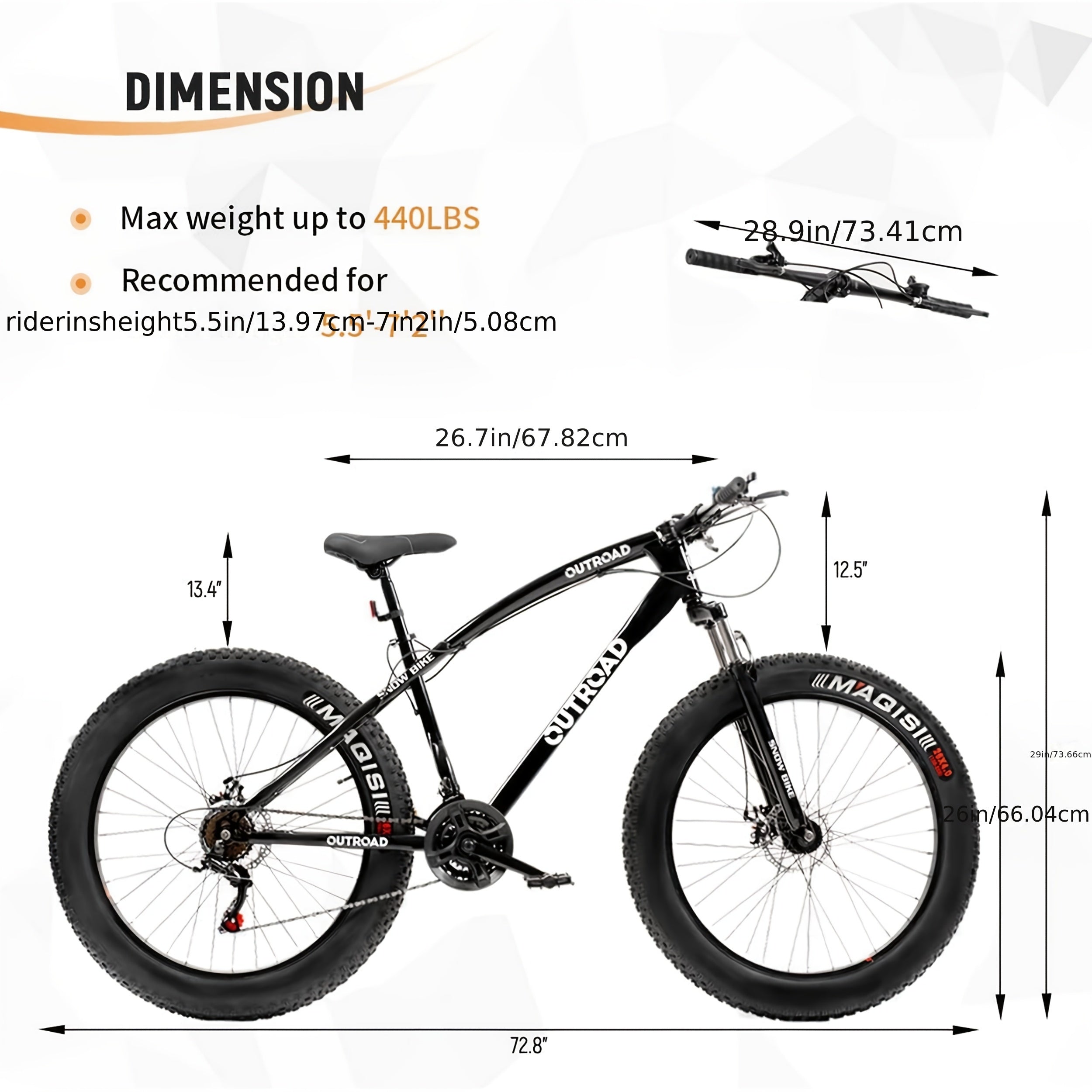26-Inch Wheeled Fat Tire Mountain Bike Featuring a 21-Speed System, Constructed with a High Carbon Steel Frame, Equipped with Double Disc Brakes And Front Suspension for Enhanced Grip