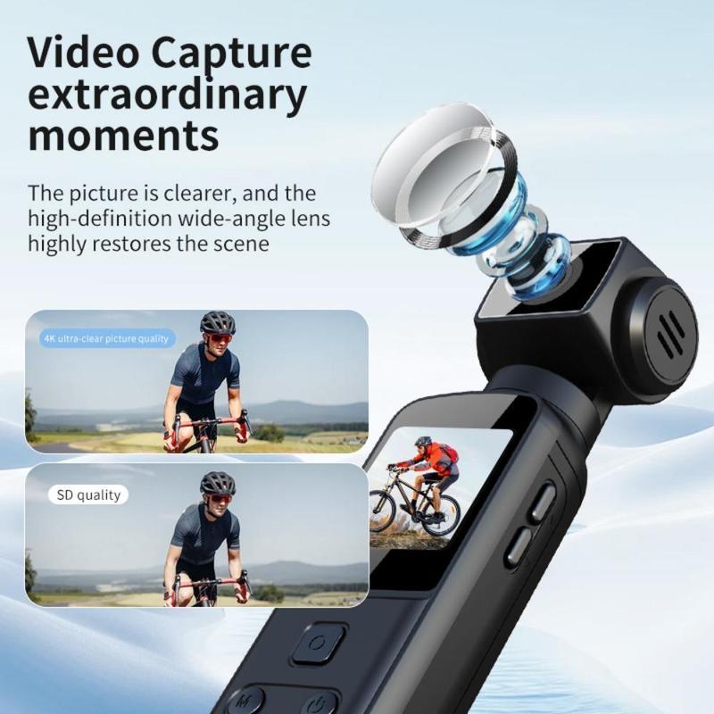 1pc 4K Action Camera, Camcorder, Live Camera, Pocket Camera 270 Degree Rotary Lens Portable Outdoor Cycling HD USB Rechargeable 270 Degree Rotary Camera, 1.33 \