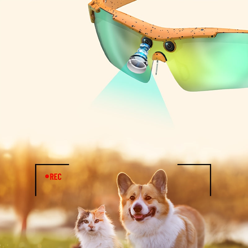 Brand New AI-powered Cycling Glasses with 8MP Ultra-high-definition Smart Vision, Perfect for Cycling, Driving, Hiking, Touring, Mountaineering, Adventure, Fishing, And Travel. Features Include A Built-in Microphone And Speaker, Voice Assistant