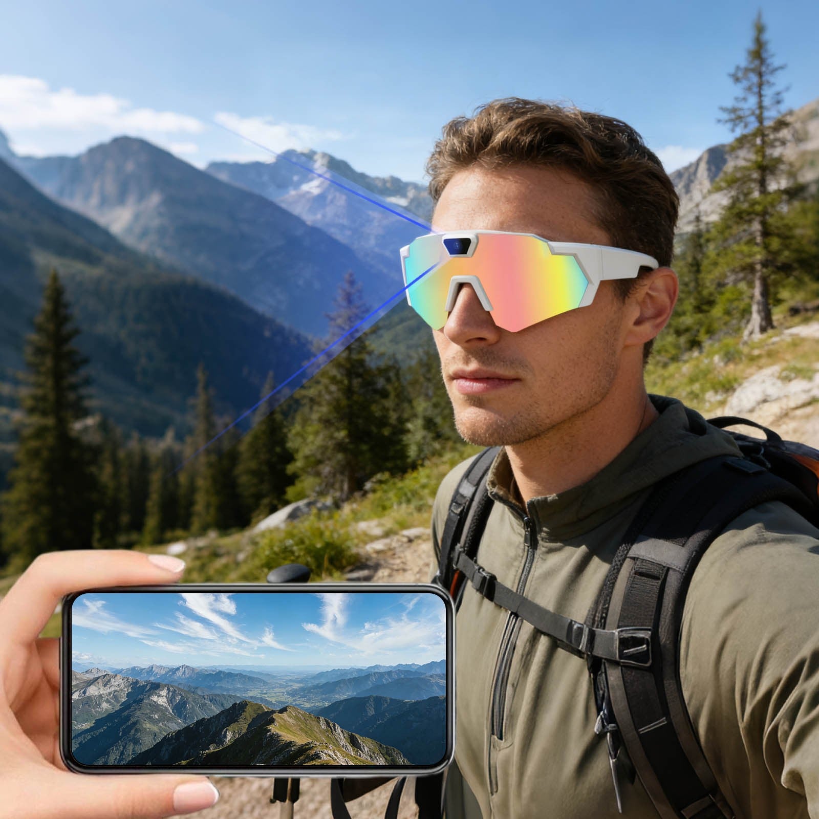 Smart Sports Glasses with & Hands-Free Recording\u002FPhotography - Non-Prescription Video Eyewear Suitable for, Vlogging,,, Smartphone