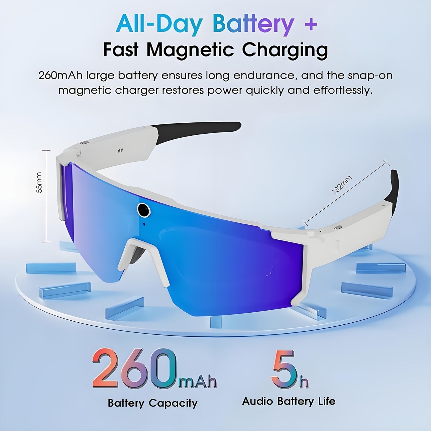 Smart Glasses Equipped with an AI Sports Camera Featuring EIS And Gyroscopic Stabilization, Polarized Lenses for Cycling, Dual Microphones for Noise Reduction, 4GB of RAM, AI Glasses Powered by Chatgpt