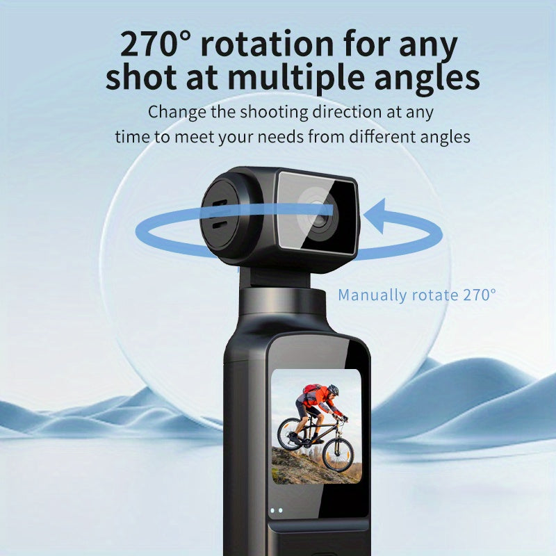 1pc 4K Action Camera, Camcorder, Live Camera, Pocket Camera 270 Degree Rotary Lens Portable Outdoor Cycling HD USB Rechargeable 270 Degree Rotary Camera, 1.33 \