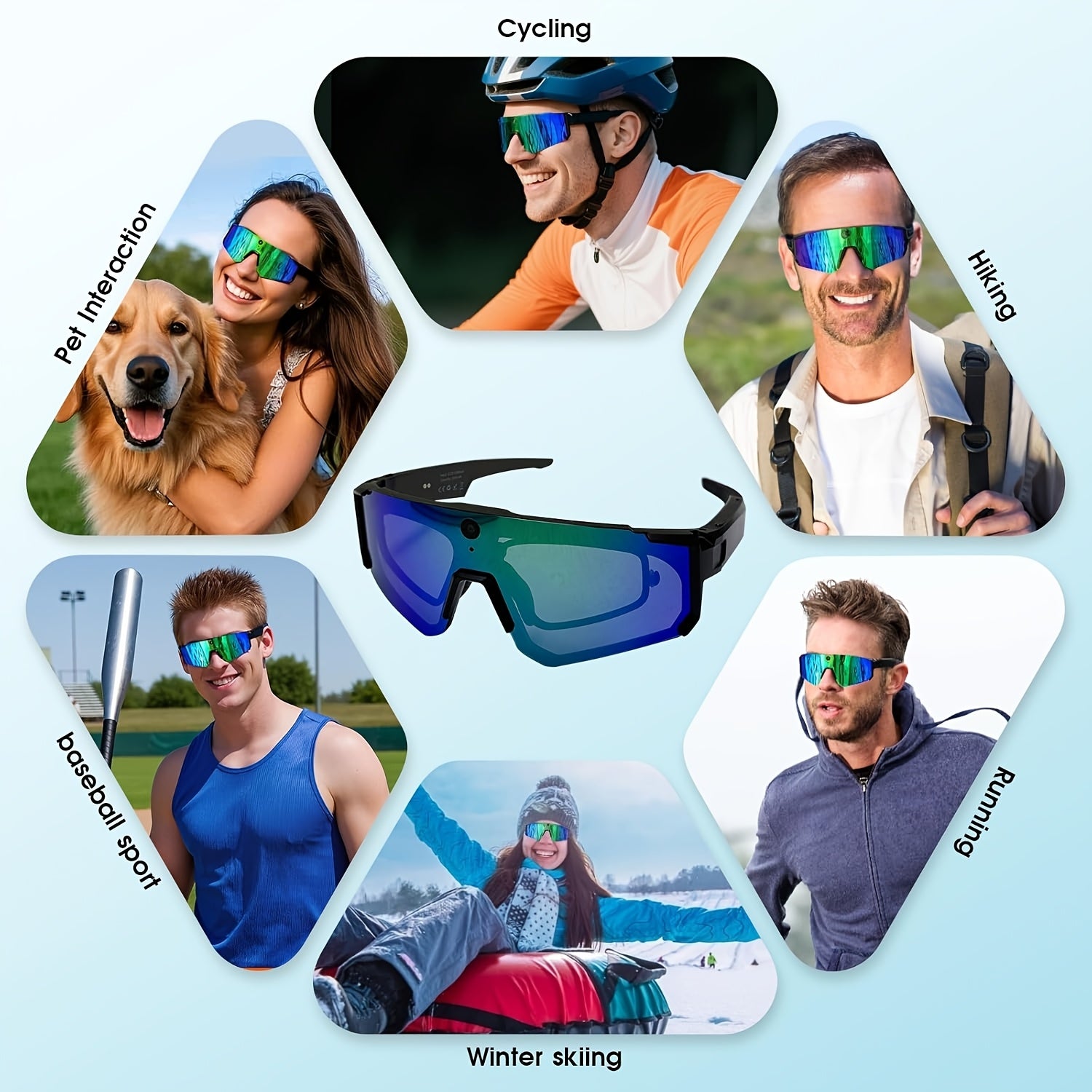 1 Camera Glasses for Men and Women | 8MP HD POV Photo\u002FVideo Recording with BT5.4, Built-in Storage, AI Smart Glasses for Sports, Baseball, |, TAC Lenses, TR Frame, Polarizer, Magnetic Charging