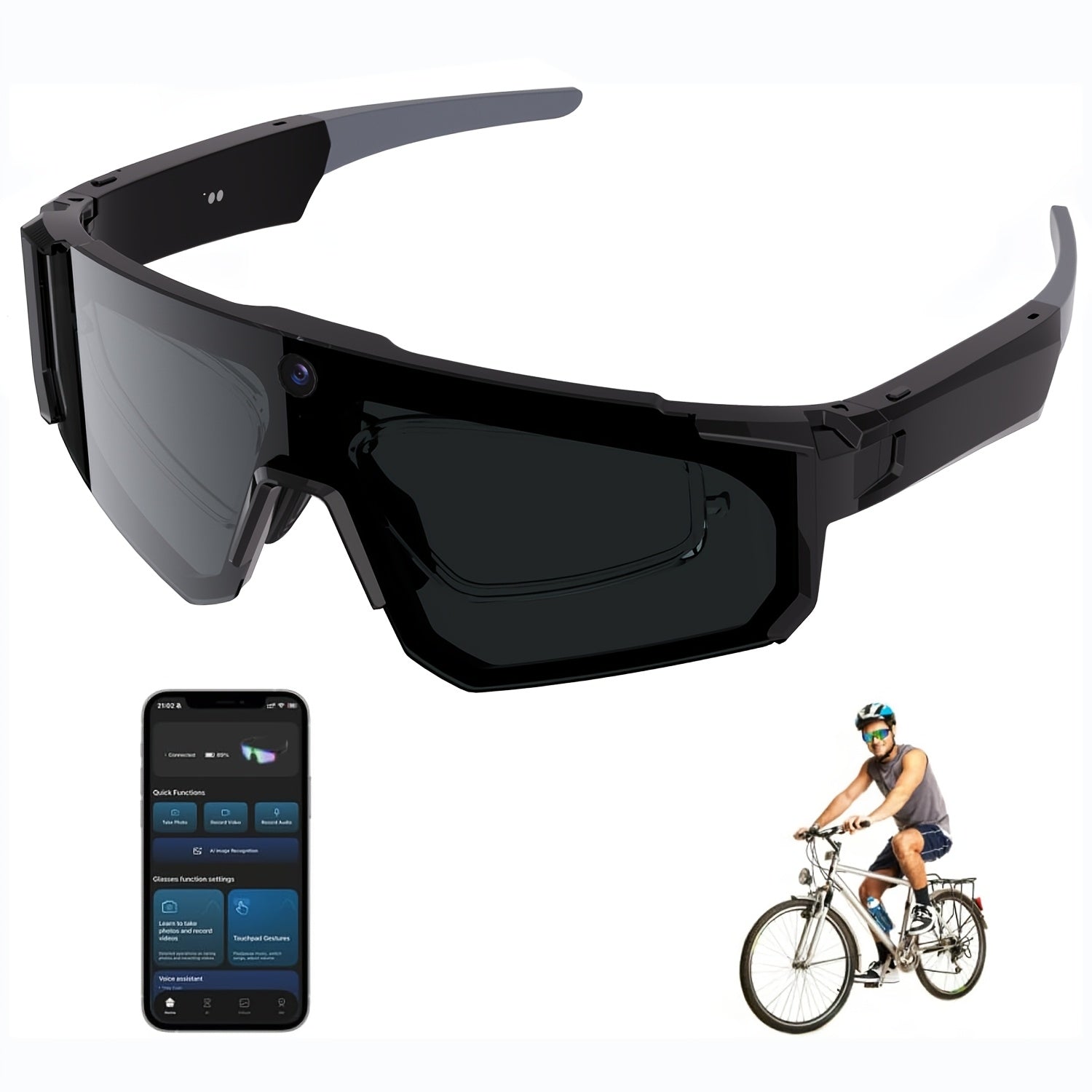 1 Camera Glasses for Men and Women | 8MP HD POV Photo\u002FVideo Recording with BT5.4, Built-in Storage, AI Smart Glasses for Sports, Baseball, |, TAC Lenses, TR Frame, Polarizer, Magnetic Charging