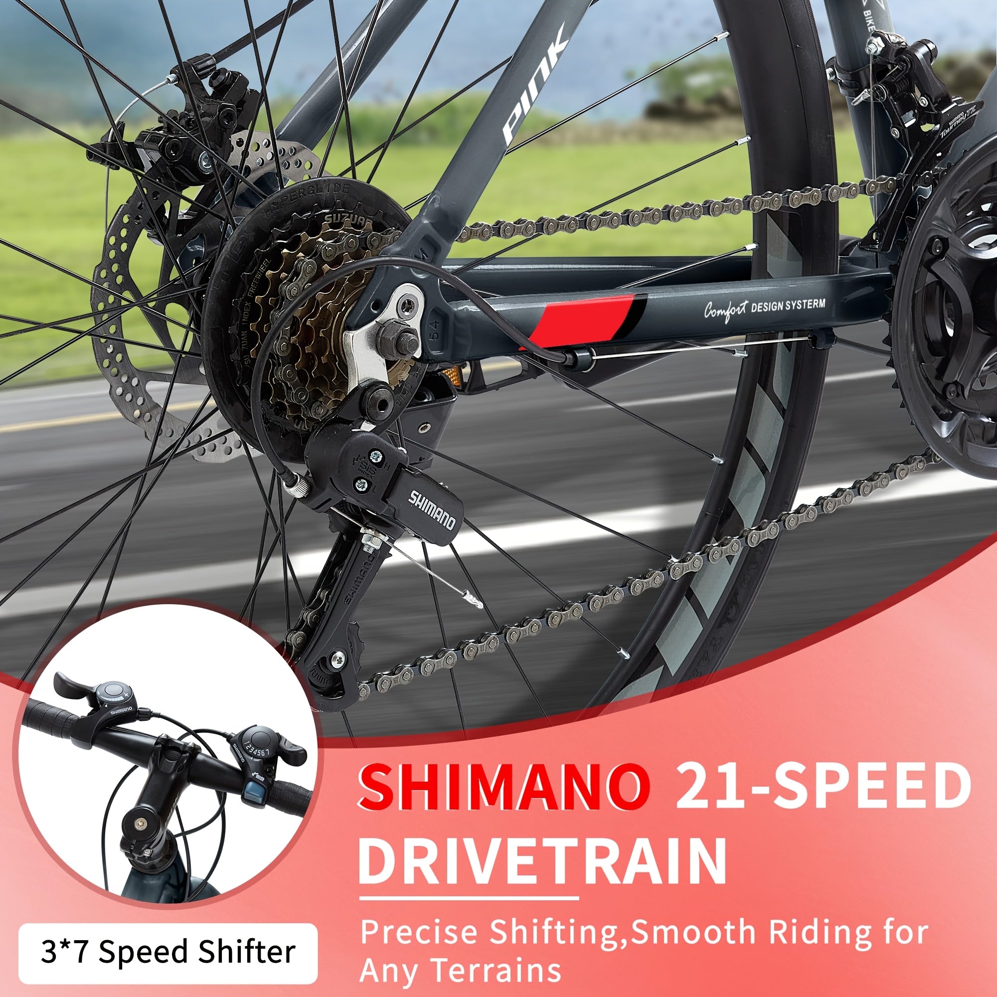 Kids Road Bike, 700C City Commuter Bicycle, 21 Speeds Shimano Drivetrain Sport Racing Bike, Light Weight Aluminum Frame, Urban Street Bike for Boys Grils Bicycle