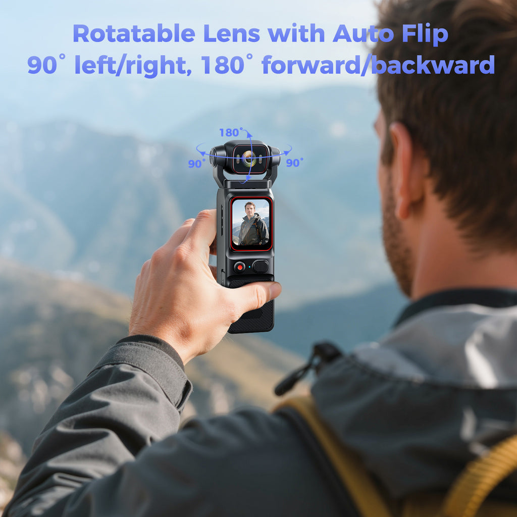 Portable HD Action Camera Extended Battery Life Vlogging Camera 180° Rotatable Lens Gyro Stabilizer Anti-Shake Ultimate Hand Feel Slow Motion Loop Recording