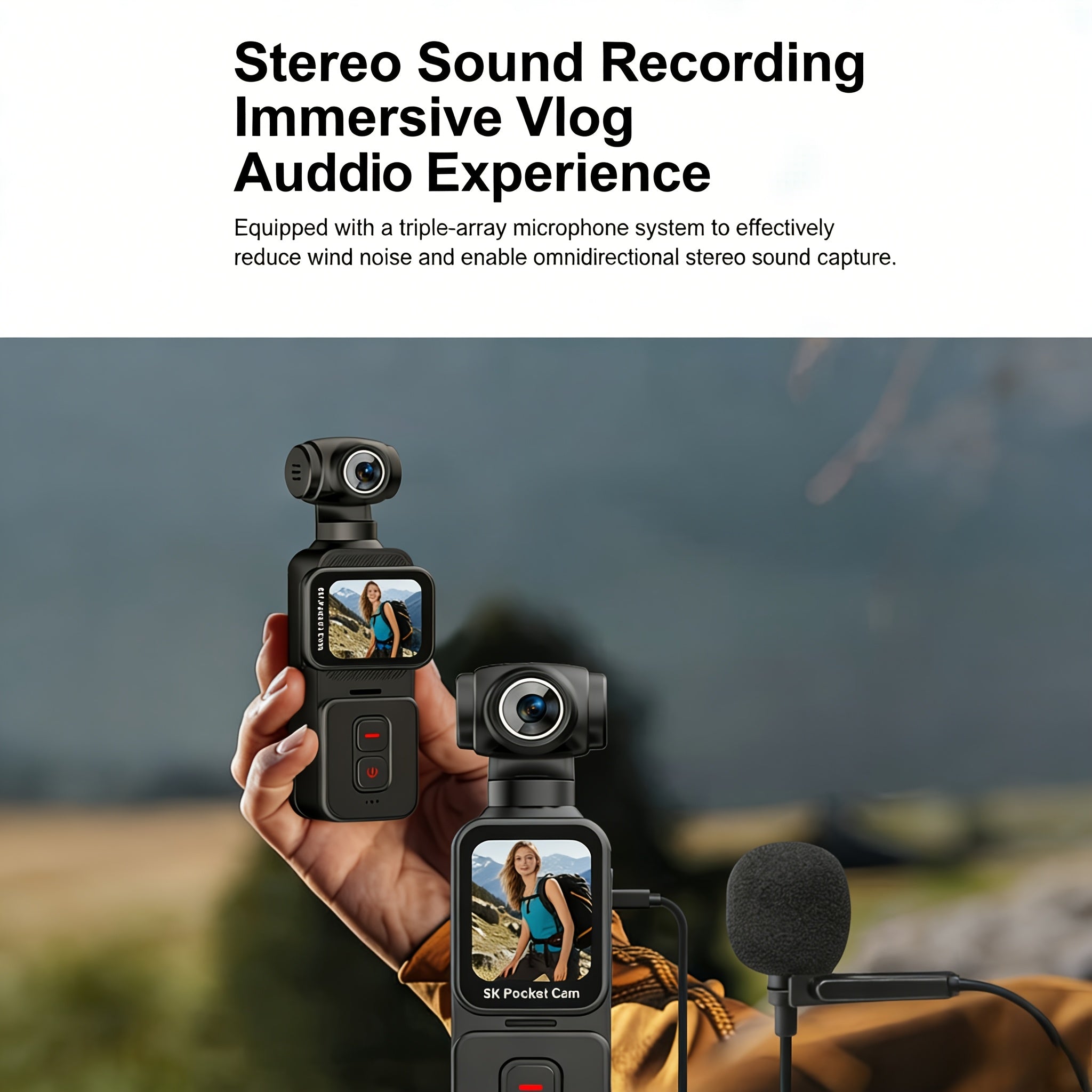 5K Ultra HD Handheld Sports Camera | 270° Flexible Tracking, Wide-Angle Lens, 1.69-Inch IPS Screen, Vertical And Horizontal Rotation, 100 Minutes of Battery Life, Includes 32G Memory Card | Ideal for Vlogging, Creative Shots, And Daily Recording