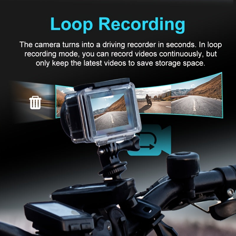 4K\u002F60FPS & 5K30FPS Action Camera with Dual Screen, High Quality Underwater Shooting, EIS Anti-Shake Stabilization, 170° Wide Angle, 5X Zoom, WiFi FPV for Helmet\u002FCamera, for bike\u002FVlogging\u002FTravel\u002FSurfing (-)