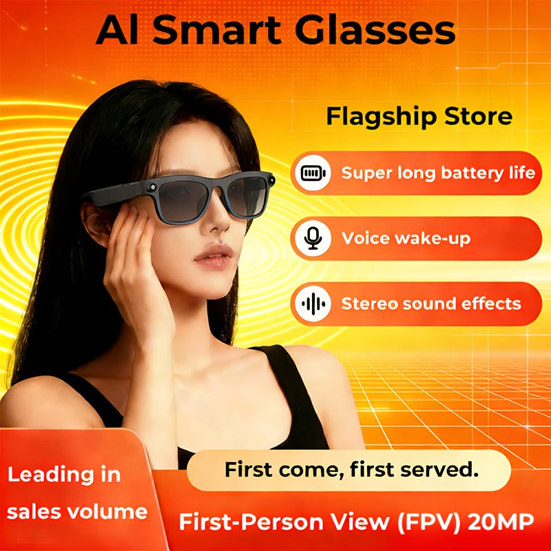 AI Smart Glasses 2026 | New Smart Wireless AI Glasses with Photo Camera Recording, Wireless Music, Real-time Translation, Object Recognition, Ear Audio, Ultra-light Design, Strong Outdoor Cycling Work Travel Business Scene Super Long Endurance