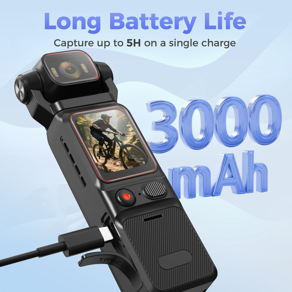 Portable HD Action Camera Extended Battery Life Vlogging Camera 180° Rotatable Lens Gyro Stabilizer Anti-Shake Ultimate Hand Feel Slow Motion Loop Recording