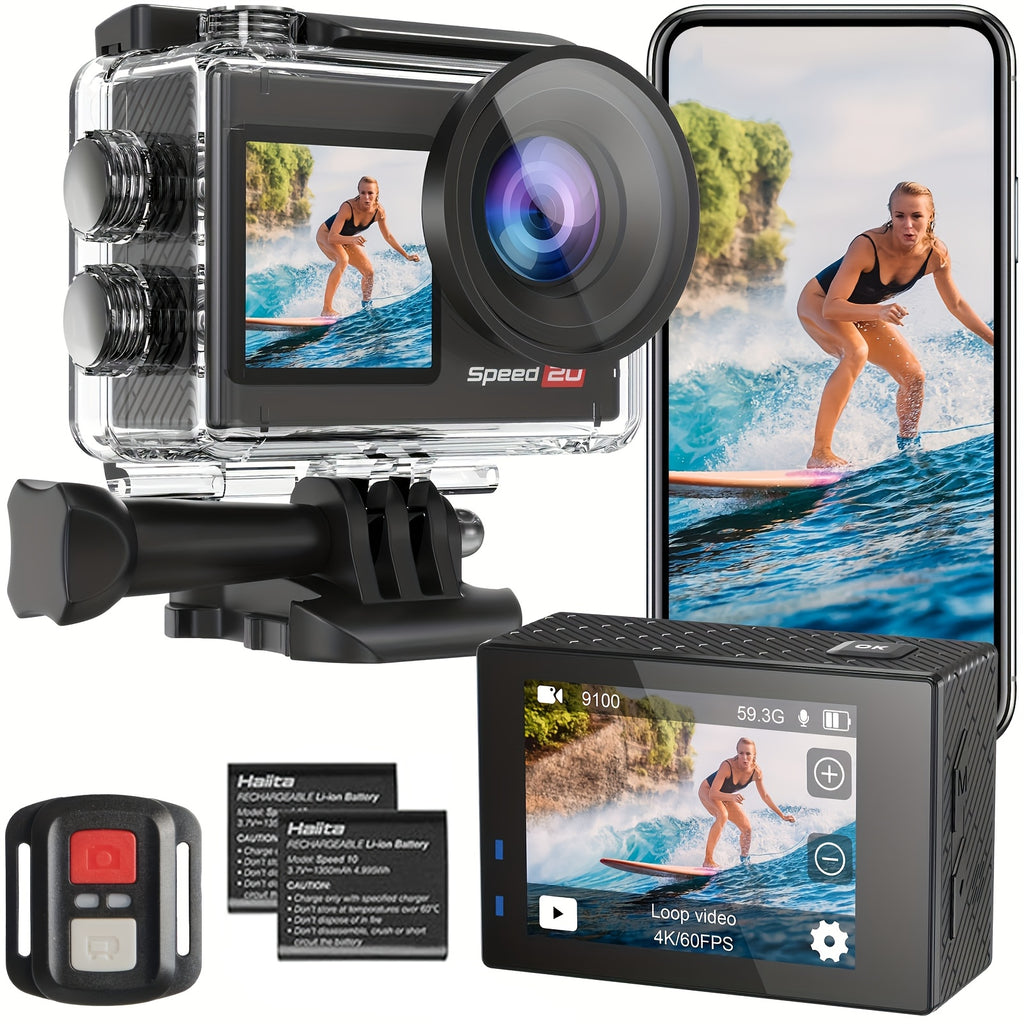 Speed 20 Action  4K 60FPS Underwater ,  Underwater 131ft, with Stabilization Wireless Remote, 5X Zoom, 170° Wide Angle