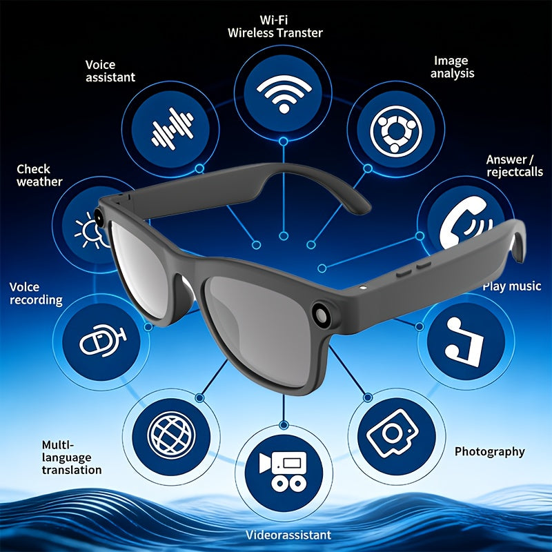 AI Smart Glasses 2026 | New Smart Wireless AI Glasses with Photo Camera Recording, Wireless Music, Real-time Translation, Object Recognition, Ear Audio, Ultra-light Design, Strong Outdoor Cycling Work Travel Business Scene Super Long Endurance