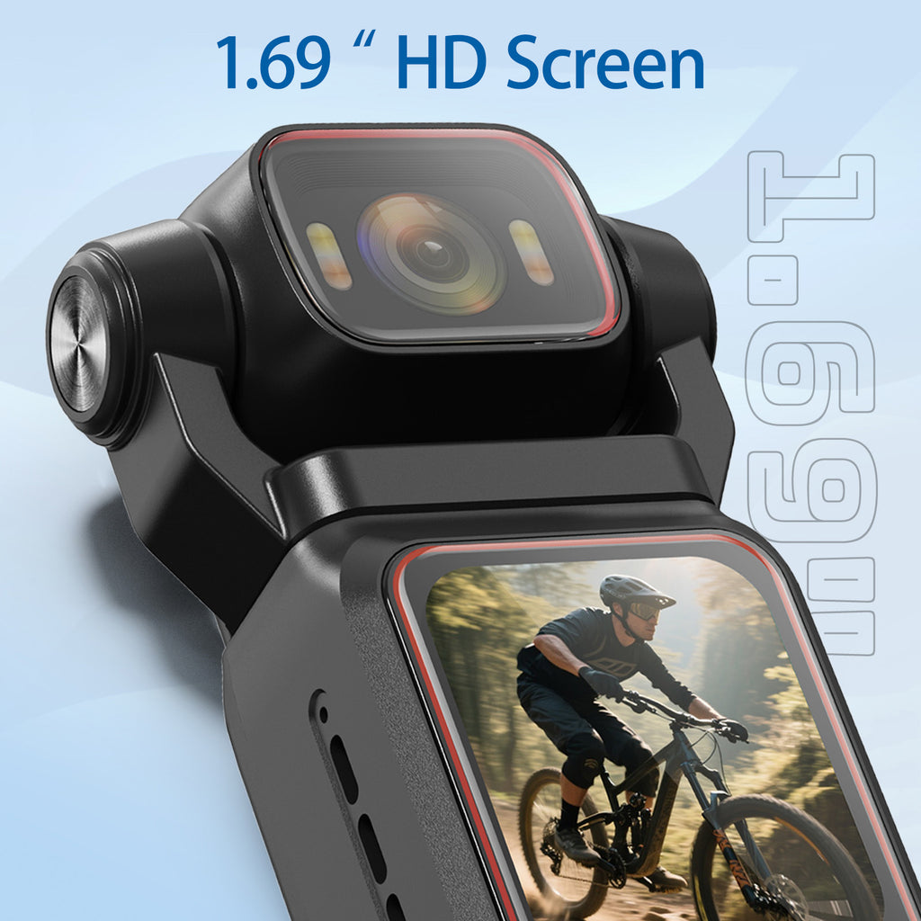 Portable HD Action Camera Extended Battery Life Vlogging Camera 180° Rotatable Lens Gyro Stabilizer Anti-Shake Ultimate Hand Feel Slow Motion Loop Recording