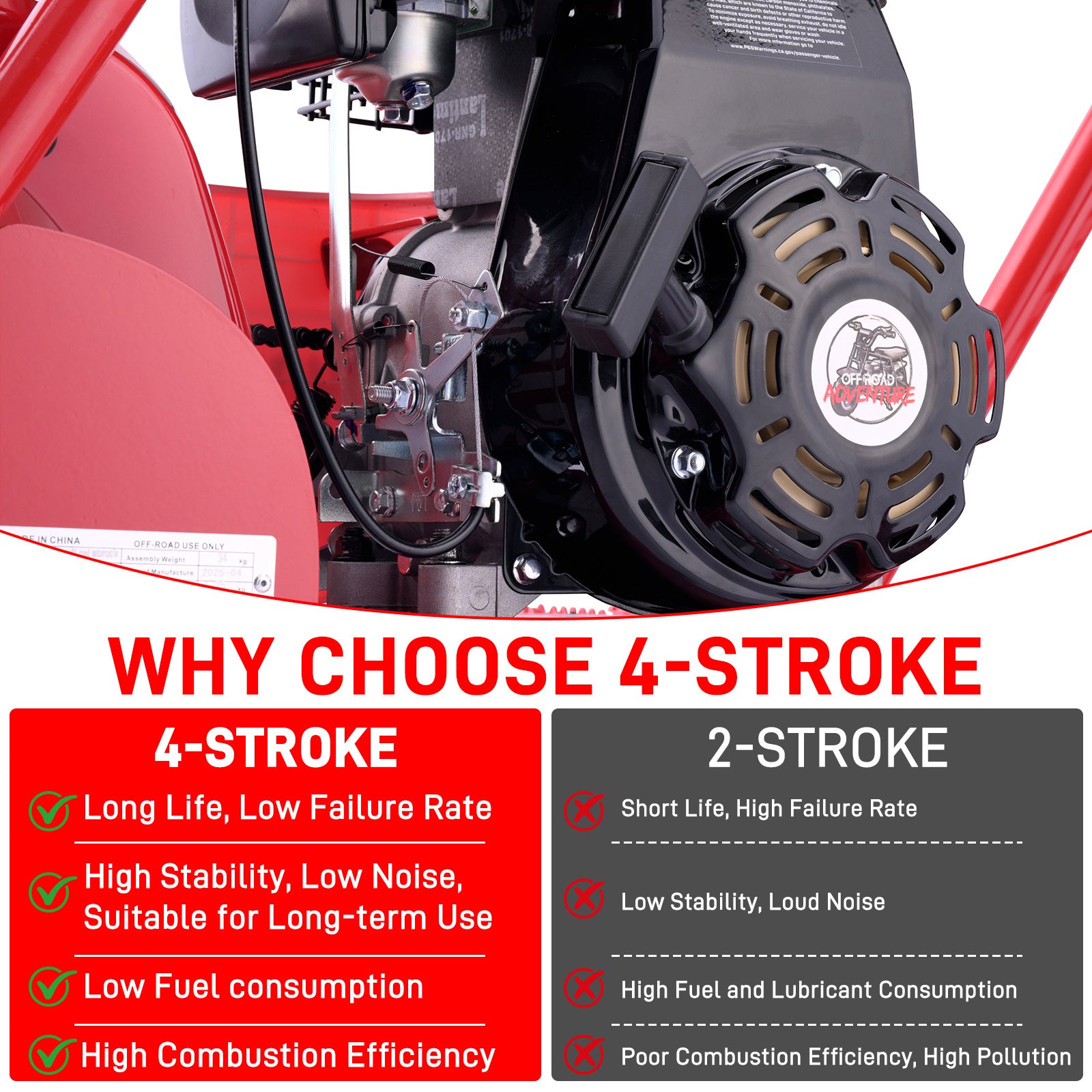 99cc youth mini dirt bike | Four-stroke gasoline-powered off-road motorcycle with a sturdy steel frame |gas-powered motocross for outdoor off-road ridingIdeal Halloween\u002FChristmas\u002FBirthday gift