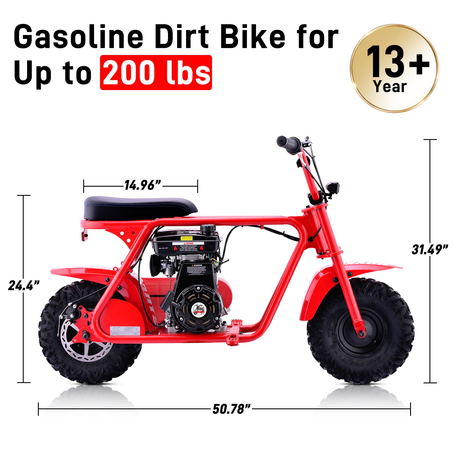 99cc youth mini dirt bike | Four-stroke gasoline-powered off-road motorcycle with a sturdy steel frame |gas-powered motocross for outdoor off-road ridingIdeal Halloween\u002FChristmas\u002FBirthday gift