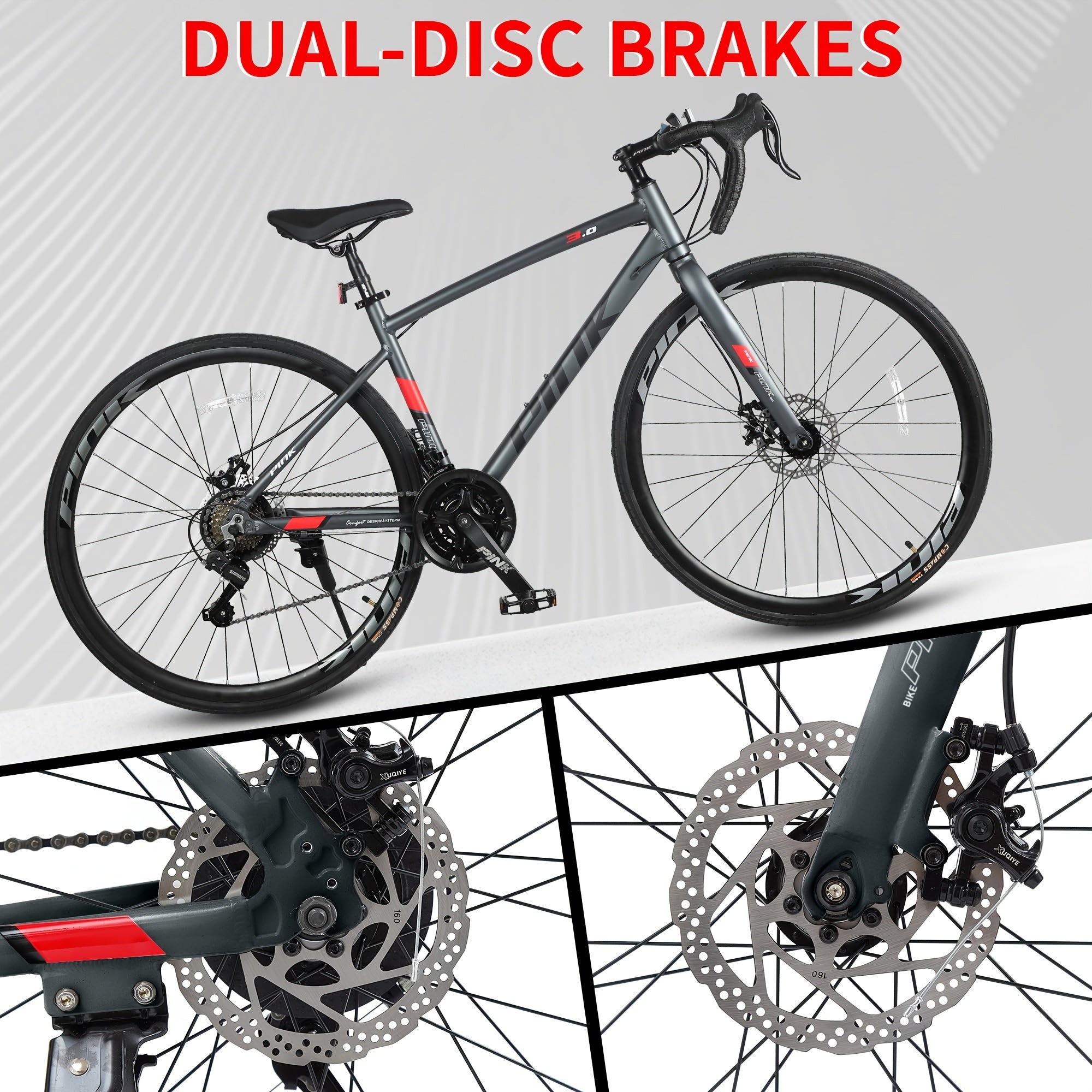 Kids Road Bike, 700C City Commuter Bicycle, 21 Speeds Shimano Drivetrain Sport Racing Bike, Light Weight Aluminum Frame, Urban Street Bike for Boys Grils Bicycle